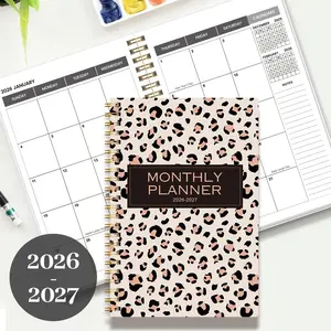 1pc 2026.1-2027.12 Leopard Cover Weekly & Monthly Spiral Bound Planner Notebook– 24-Month Calendar Journal, Monthly Budget Planner, A5 Size, Perfect Gift, Stylish Productivity Planner for Goal Setting & Time Management