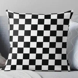 Double-Sided 1pc Plaid Black and White Pillow Soft, Sun Protection, Design, Zipper Closure Perfect for Home Decoration and Holiday Gift Decoration Pillow 14x14 16x16 18x18 20x20 inches