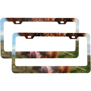 Funny Cow Matte Aluminum License Plate Frame with Black Screw Caps, 2 pcs 2 Holes Black Licenses Plates Frames, Car Licenses Plate Covers Holders for Us Vehicles/Women/Men ﻿