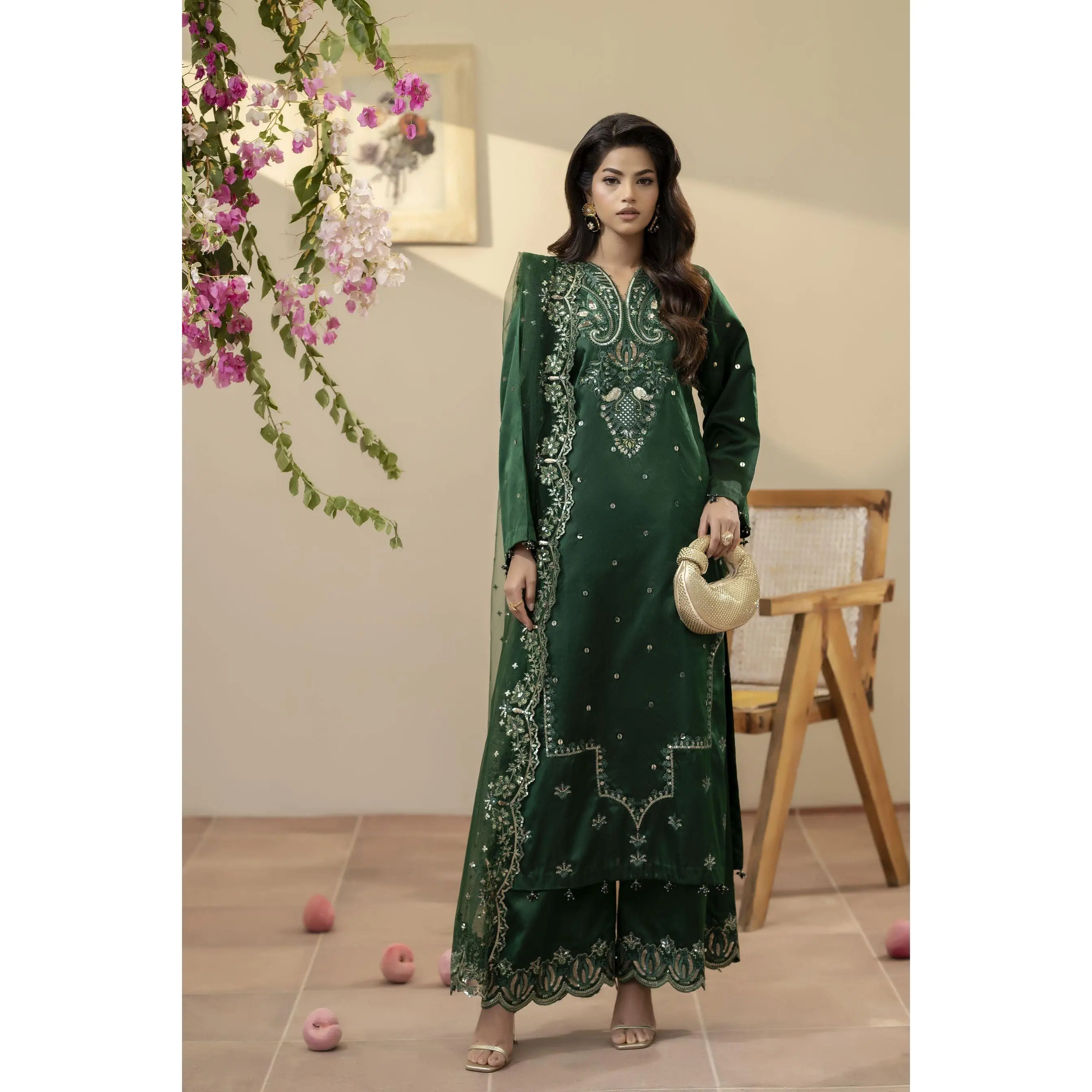 Emerald Green Embroidered Silk Dress Mehek by Mona MBM1 - TikTok Shop Emerald Green Embroidered Silk Dress Mehek by Mona MBM1 - TikTok Shop