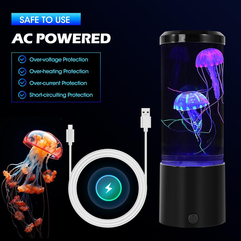Portable Jellyfish Lamp Multipurpose 7 Color Changing LED Ambient Light with Remote Control & USB Cable for Home Office Bedroom Decor Ideal Gift