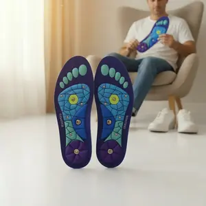 Unisex Shock-Absorbing Insoles with Arch Support Magnetic foot cushions designed for all-day comfort, perfect for work footwear and prolonged standing, available in various sizes.