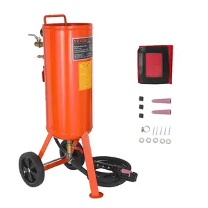 VEVOR 10Gal/40L Sandblaster Equipped with Nozzle Shut-Off Valve Pressure Gauge Ceramic Nozzle 2.5m Hose Filling Funnel Watertrap 6 Rubber Wheels Grit Power Sand Blasters Portable Sandblasting EquipmVEVOR Super Brand Day