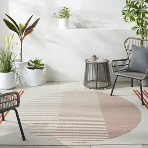Livabliss ALF9690-53RD Polypropylene Low Pile Alfresco Area Rug - 5 ft. 3 in. x 5 ft. 3 in. Round, Outdoor Safe, Weather Resistant, Machine Woven, Pearl, Low Pile Rug