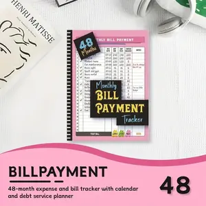 Bill Payment Tracker - Paperback 960 Records for 4 Years, Bank Account Tracking, Debt Payoff Planning & Expense Tracking - Durable Bound Notebook for Monthly Financial Overview & Budgeting daily planner