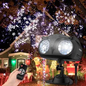 【Christmas Gift】Snowflake Christmas Projector Lights Outdoor, Water-Resistant Snowflakes Snow Projector Lamp with Remote Control Timer Snowfall Led Lights for Xmas Halloween Birthday Party
