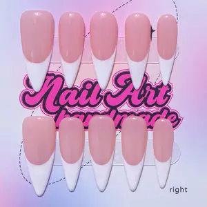 Nailssbysheccid，10PCS- Y2K press-on nails, long-pointed,Y2K style, 100% handmade. Suitable for French style, 3D effect. Perfect for family dinners, dates, weddings. It's the best gift for girls! Comes with jelly glue, crystal sticks and shaping strips