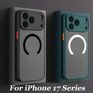 New Translucent Matte Phone Case For iPhone 17 16 15 14 13 12 11 Pro Max Plus Mini 17Pro Air For Magsafe Magnetic Wireless Charge Cover