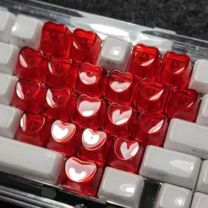 21keys Mechanical Keyboard Keycaps, Love Keycap for 60/61/68/104, Side Engraved Translucent, Customized Gaming Keyboard Accessories, Gaming Items