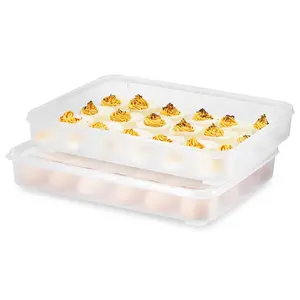 Sorbus Set of 2 Clear Egg Containers with Lids - Stackable & Portable Deviled Egg Carrier Tray (Holds 48-Egg) Boxes Organiser