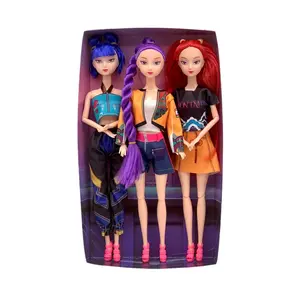 3-Piece K-Pop Hunter Girl Doll Set Lum Mi Ra Zo Q-Version Plush Toy, Trendy Anime Model Figures, Perfect Birthday Gift