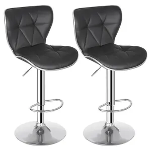 Zenstyle Adjustable Swivel Bar Stools Set of 2 Counter Height PU Leather Curved Back for Kitchen, Dining Room, Bar Black