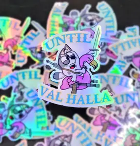 Val Halla Rider Holographic Vinyl Sticker Waterproof Scratch Resistant Laminated Protective Layer for Wood Glass Plastic Metal