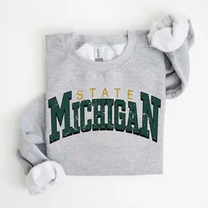 Vintage Michigan State Sweatshirt Collegiate Graphic Pullover Trendy Game Day Outfit Retro College Spirit Crewneck