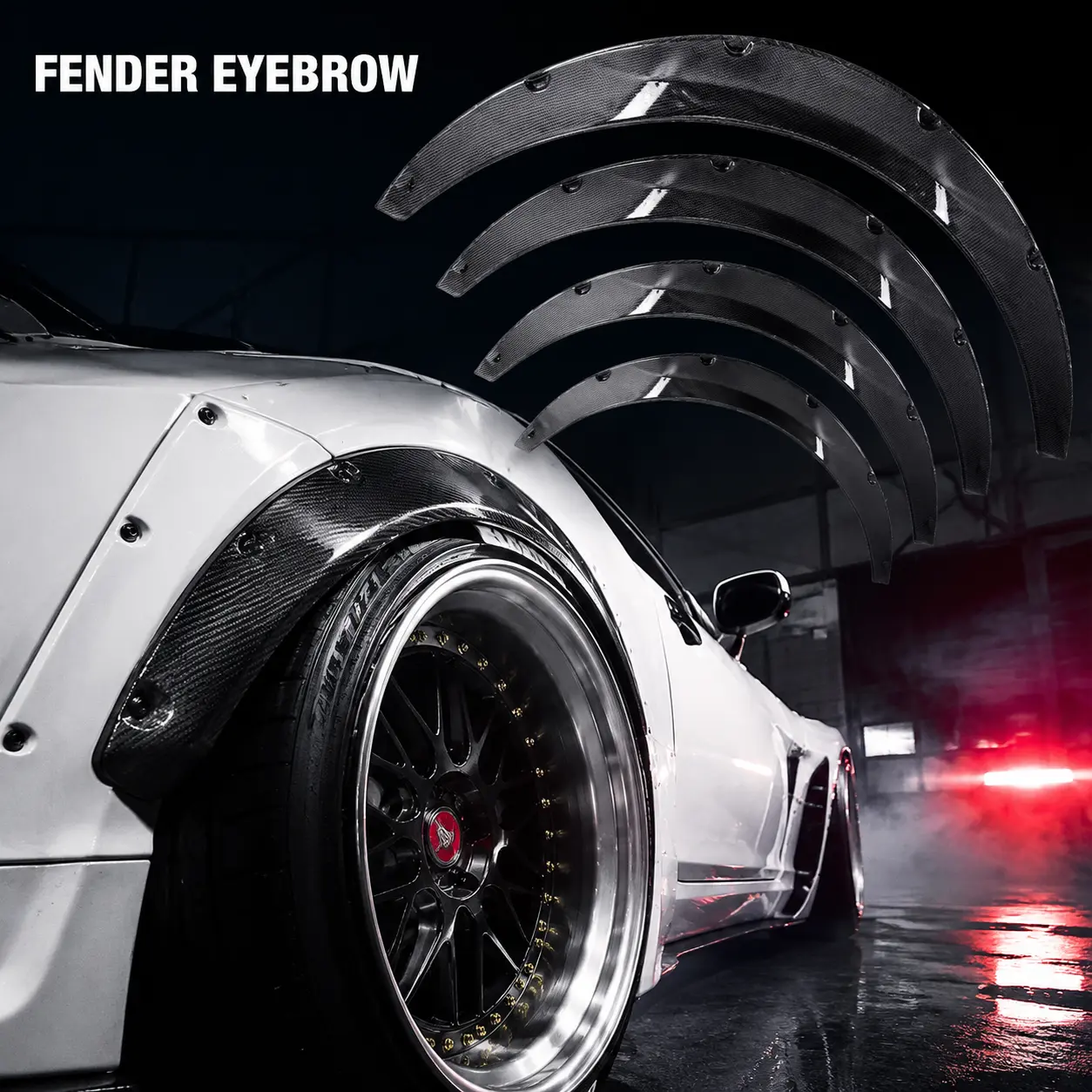 Universal Carbon Fiber Fender Flares Wheel Eyebrow Lip Kit Wide Body Car Fender Protector Trim for SUV Sedan Racing Style Exterior Upgrade #CarMods #WideBodyKit #FenderFlares #CarAccessories #CarTuning #ModifiedCars #AutoCustomization