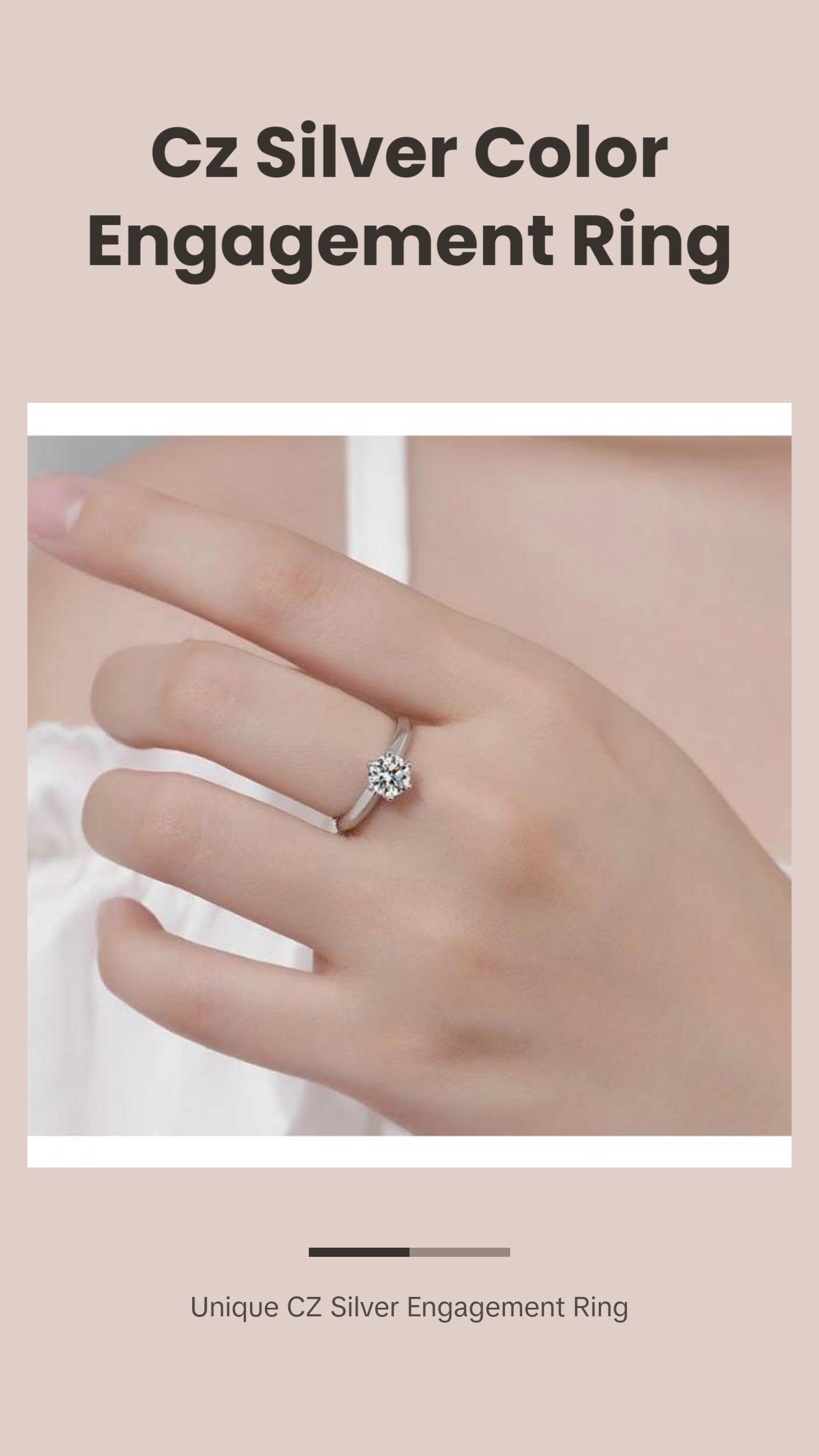 CZ Silver Engagement Ring