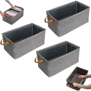 Pack of 3 Large Capacity Storage Bins Closet Organizer System,Storage Box Drawer Organizer,Sturdy Foldable Storage Boxes for Organizing Clothing,Sheets,Toys,Books-Shelf Organizer Shelves Basket Storage Bin,Space-Saving Wardrobe for Clothing Organization
