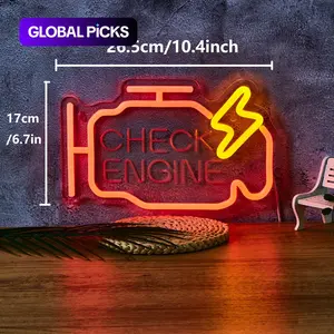 Check Engine Design Neon Light, USB Powered LED Neon Sign, Decorative Neon Light For Home Party Game Room, Garage, USB Powered Lamp, Indoor Light, Neon Accent Lights, Neon Lamps #GLOBAL PICKS