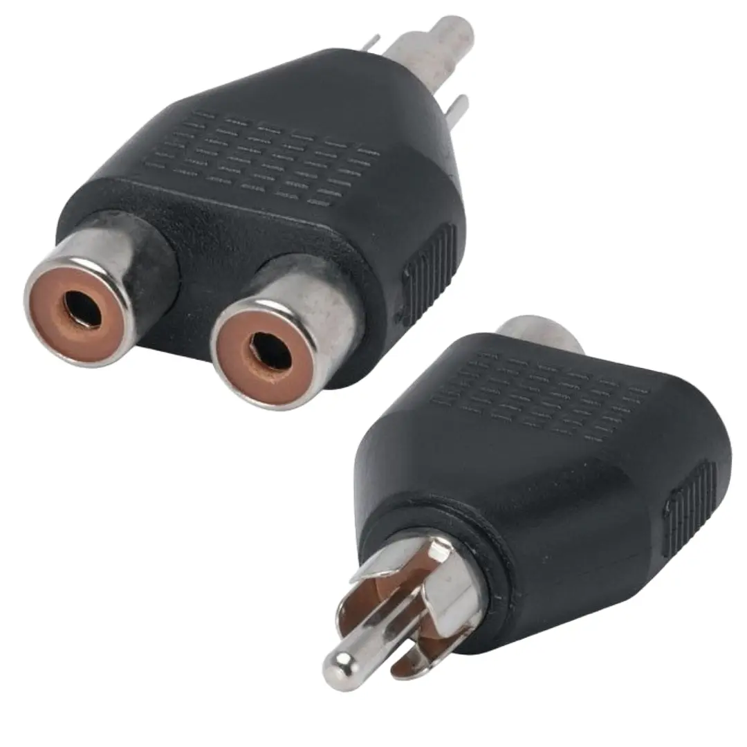 Sanoxy CBLR-RC201-1200 RCA Mono Male to 2 RCA Mono Female Splitter Adapter - Pack of 2