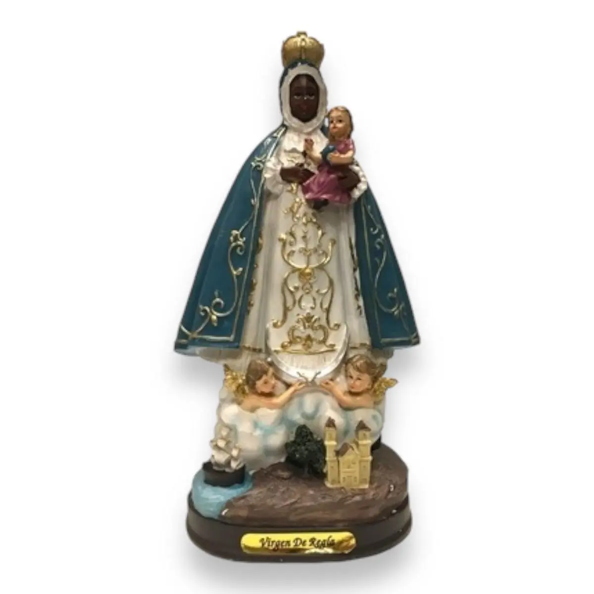Multi-Size Virgen de Regla Resin Figurine - 5in, 8in, 12in, 18in Traditional Look Religious Statue, Home Decor Religious Decoration
