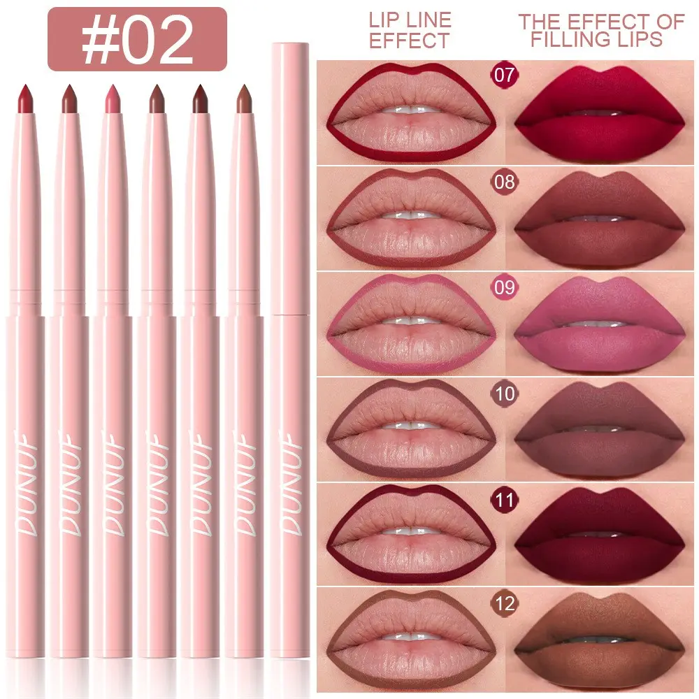 6 Counts Matte Waterproof Lip Liner Pencil Set, Easy Color Application, Cone Tip Design, Perfect Lip Shape, Makeup Essential, Lipliner