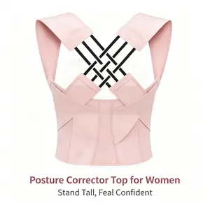waist trainer helps correct poor posture and hunchback. Unisex posture enhancer, back support, posture correction shoulder belt, and correction vest. Suitable for home, office, and outdoor use. Healthcare-grade support compression tool. Pink color