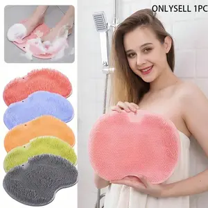 Silicone Exfoliating Body Scrubber with Suction Cups, Wall Mounted Shower Back Massager, Waterproof Dead Skin Remover, Exfoliating Bath Tool, Random Color