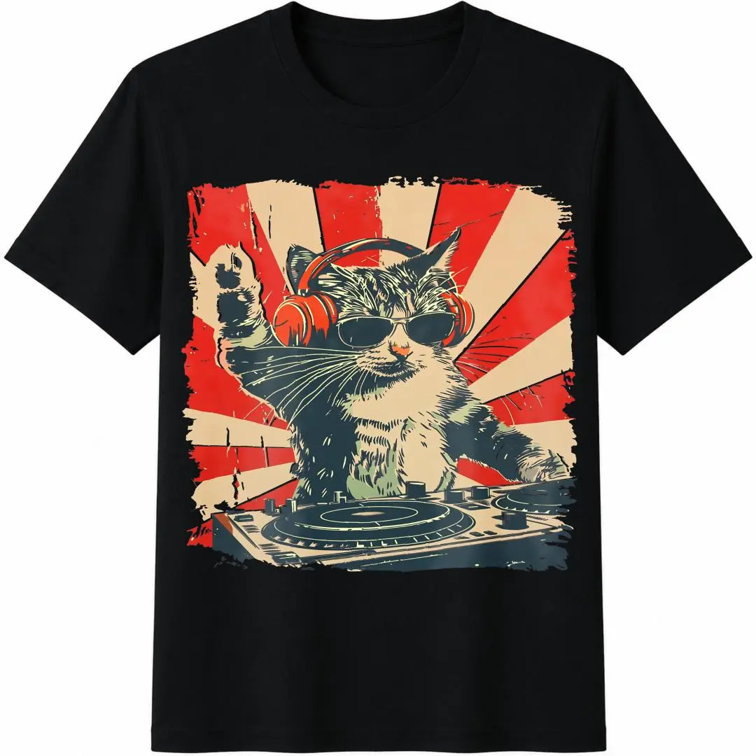 Cool DJ Cat Shirt, Funny Cat with Headphones, , Stylish Cat Lovers Gift, Unique DJ Cat Kitty T-shirt, Trendy Graphic T-shirts