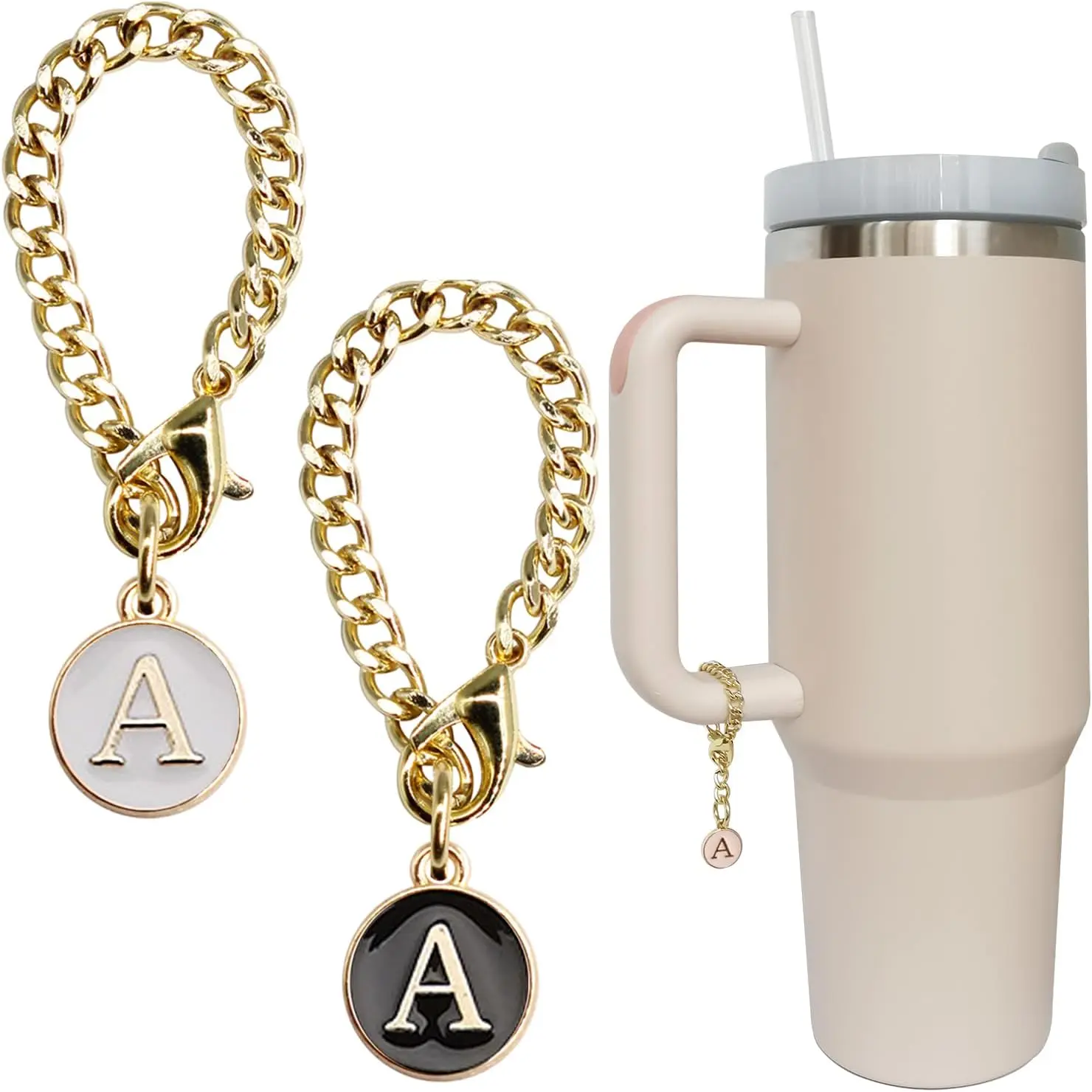 Letter Charm Accessories for Stanley Cup 2PCS Initial Name ID Personalized Handle Charm for Stanley Tumbler rolling shutter