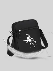 Dark Style Spider Print Crossbody Bag, Casual Shoulder Bag, Multi-Layer Street Fashion Phone Bag, Perfect Gift for All Seasons