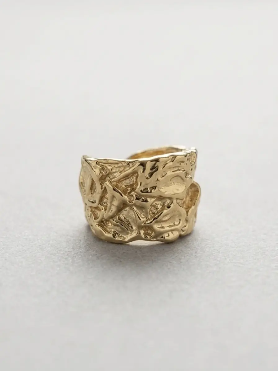 Molten Gold Texture Statement Ring