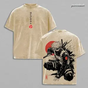 Kakashi Hatake T-Shirt – Naruto Vintage Washed Oversized Heavy Cotton Anime Graphic Tee | Unisex Streetwear Top