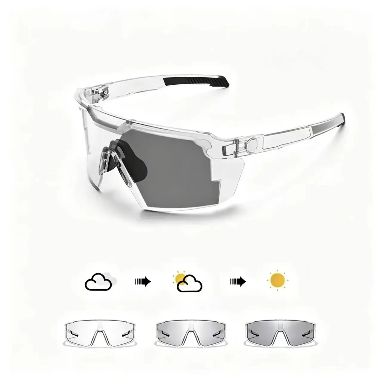 Photochromic Polarized Safety Glasses, Oversized Vintage Y2K Aviator Sunglasses for Men Women, UV400 Protection Sports Eyewear for Driving, Cycling, Golf & Fishing (Case Included)
