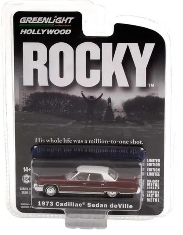 Greenlight 1973 Cadillac Sedan DeVille Burgundy w/White Top "Rocky" (1976) Movie "Hollywood Series" Diecast Model Car
