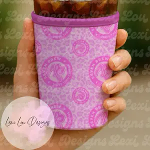 7Brew Pink Cheetah Koozie Cup Sleeve Drinkware