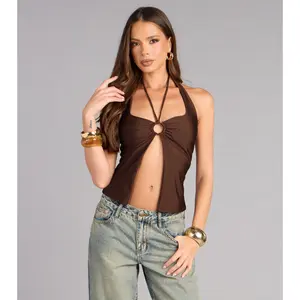 Caught Plans Halter Crop Top