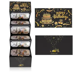 Luxurious Black and Gold Birthday Money Envelope - Premium Cash Gift Card Holder for All Occasions: Birthdays, Weddings, Graduation