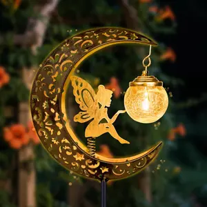 Solar Garden Statues Outdoor Decor, Fairy Moon Figurine Light Stake, Housewarming Ornament for Patio, Lawn, Yard, Pathway -   Ideas for Gardening Mom Grandma