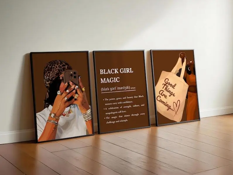 Black Girl Magic Affirmation Prints: Feminine Dorm Decor (Set of 3) poster #59789