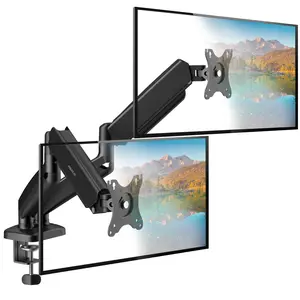Dual Monitor Desk Mount with Gas Spring Arms – Fits 13"-32" Screens up to 17.6 lbs Each, Full Motion Tilt, Swivel & Rotation for Comfort, Easy Screen Sharing, Cable Management & Stable Desk Fit