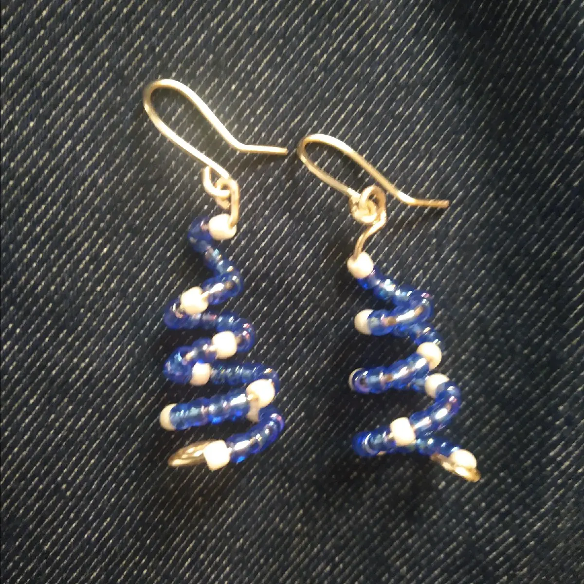handmade bead and wire Christmas tree earrings Elegant Elegant