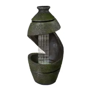 Northlight 31" Green and Gray Mossy Garden Water Fountain