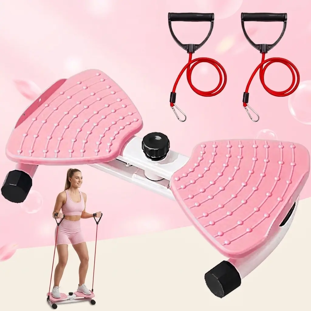 Silent Twist Board with Dual Independent Pedals & Silent Rebound Structure, Compact Portable Equipment with an Anti-Slip Surface & 2 Resistance Bands for Daily Workout, Full Body, High-Toughness, Resistance Training, Dual Pedals, Resistance Band Workout,