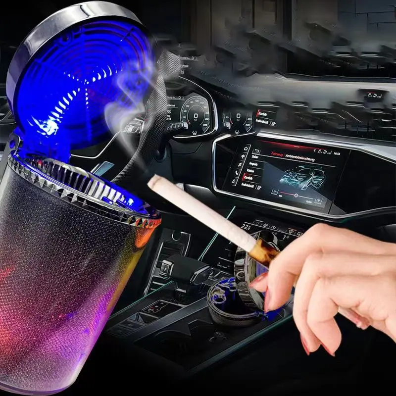 Car Ashtray with Lid, Portable Ashtray for Car,Detachable Ashtray with Lip ,Silver Car Essentials Car Organization Supplies