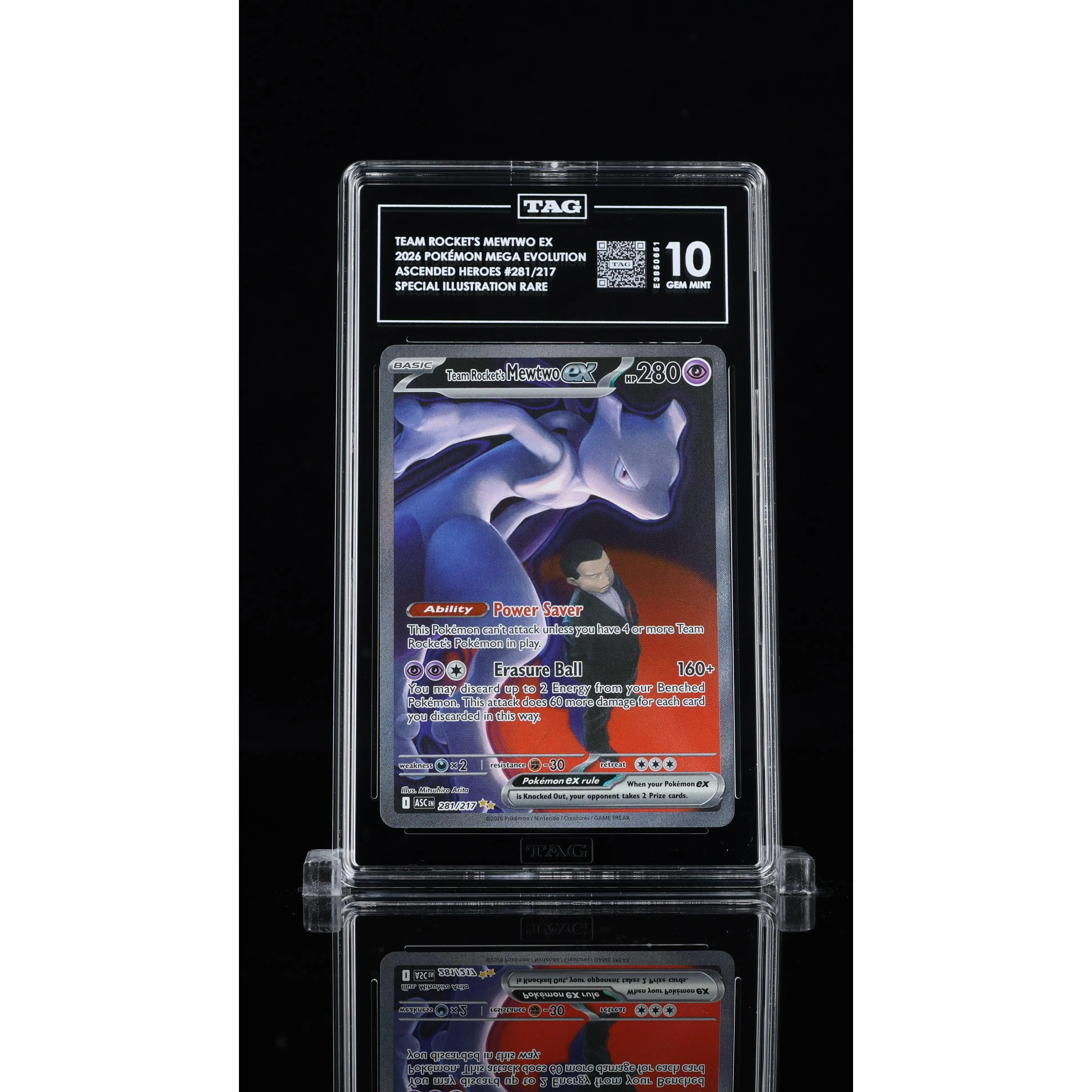 Team Rocket's Mewtwo EX 281/217 SIR Pokemon Tag 10 Gem Mint