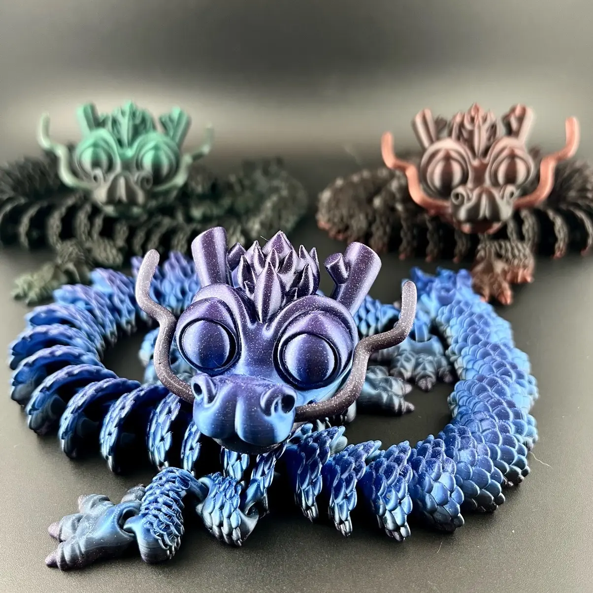 3D Printed Articulated Chinese Dragon Fidget Figurine Decor
