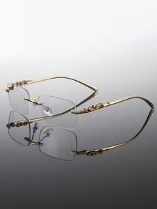 Unisex Frameless Fashion Glasses, Leopard Transparent Lenses, Simple Style Eyewear, Suitable for Men and Women, Trendy Leg Decorations, Leopard Pattern Eyeglasses