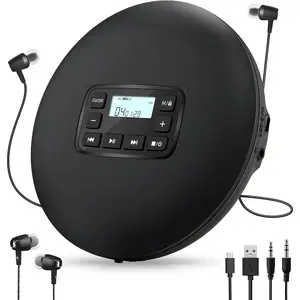 C204 Basic Portable CD Player with Anti-Skip Protection -   , Compact CD Players MP3/CD-R Compatible, Built-in Headphones & AUX Output for