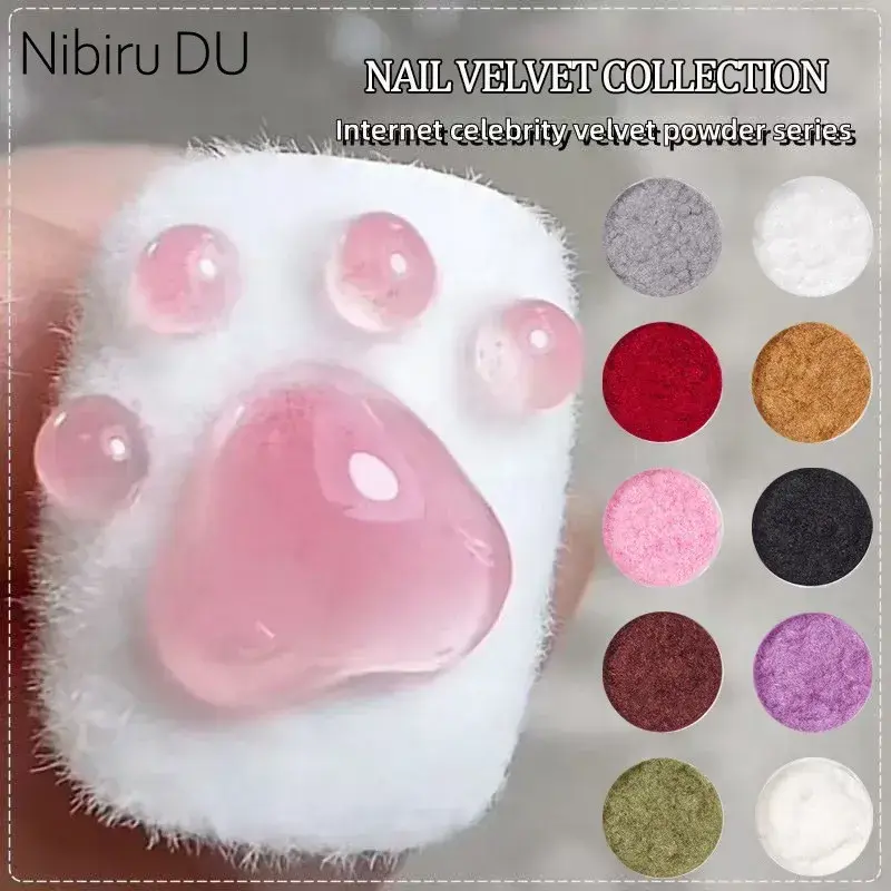 7 Colors Fuzzy Flocking Nail Velvent Powder Nail Powder Colorful Glitter Dust for Manicure DIY UV Gel Polish Nail Art Decoration