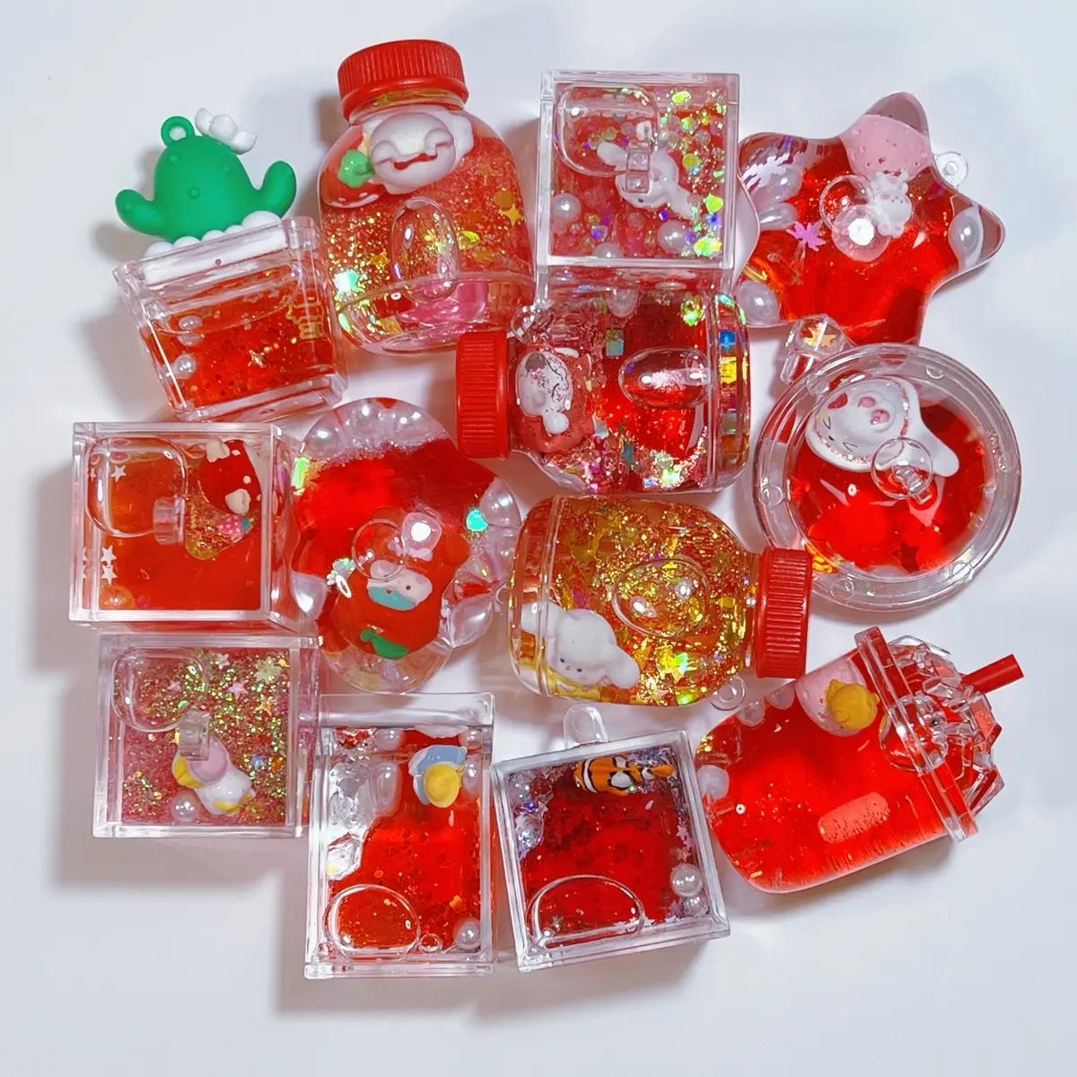 Live Stream PYO - Pick Your Own Liquid Bottles various shapes/sets for customized DIY keychains home office decorations perfect gifts for family and friends